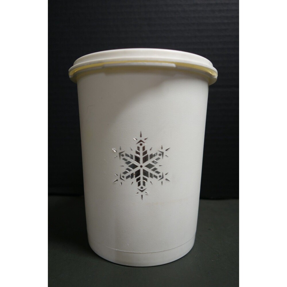 Vintage Tupperware White Snowflake Servalier Canister 811-13 with Lid 812-54